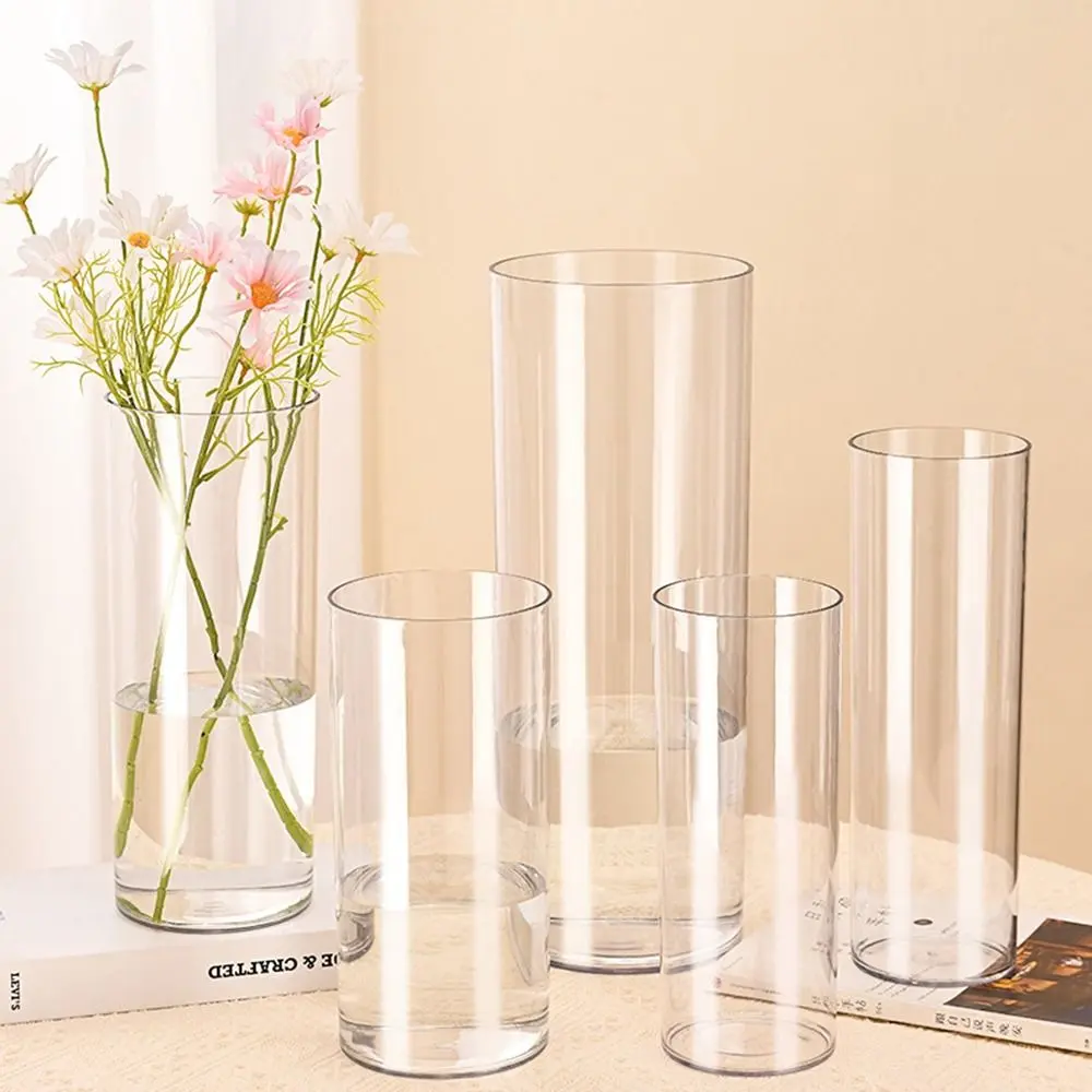 Hydroponic Plants Acrylic Cylinder Vase Fresh Flowers Shatterproof Transparent Flower Vase Durable Candles Decorative Bottles