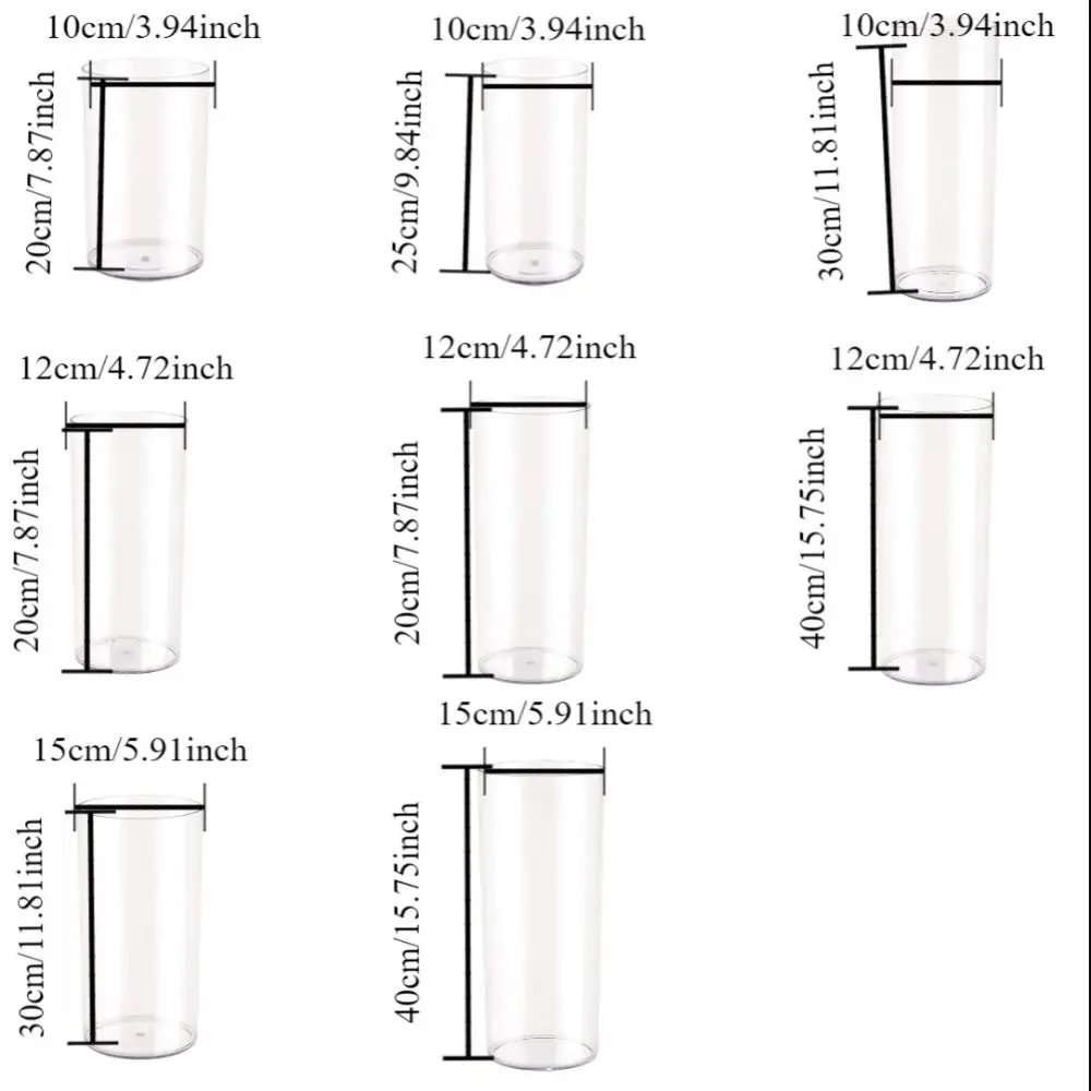 Hydroponic Plants Acrylic Cylinder Vase Fresh Flowers Shatterproof Transparent Flower Vase Durable Candles Decorative Bottles