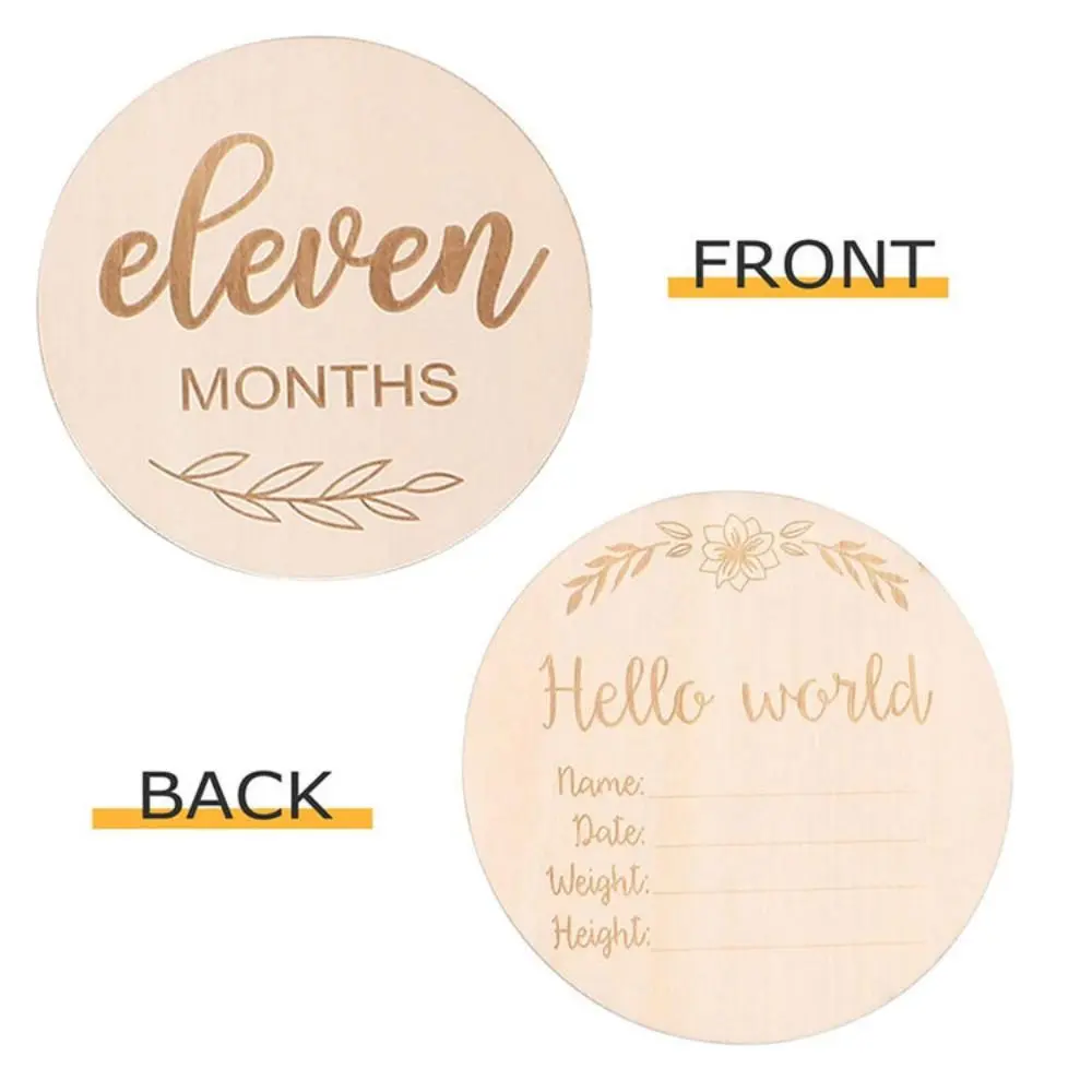 12/14Pcs 1-12 Month Baby Monthly Milestone Photo Cards Monthly Commemorative Laser Engraved Milestone Discs Single/Double Sided