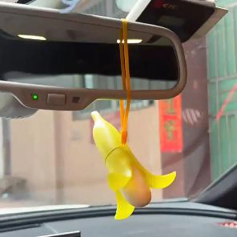 UV Temperature-Sensitive Color Changing Banana Pendant Telescopic Decorative Car Rearview Mirror Charms Turn Yellow Plastic