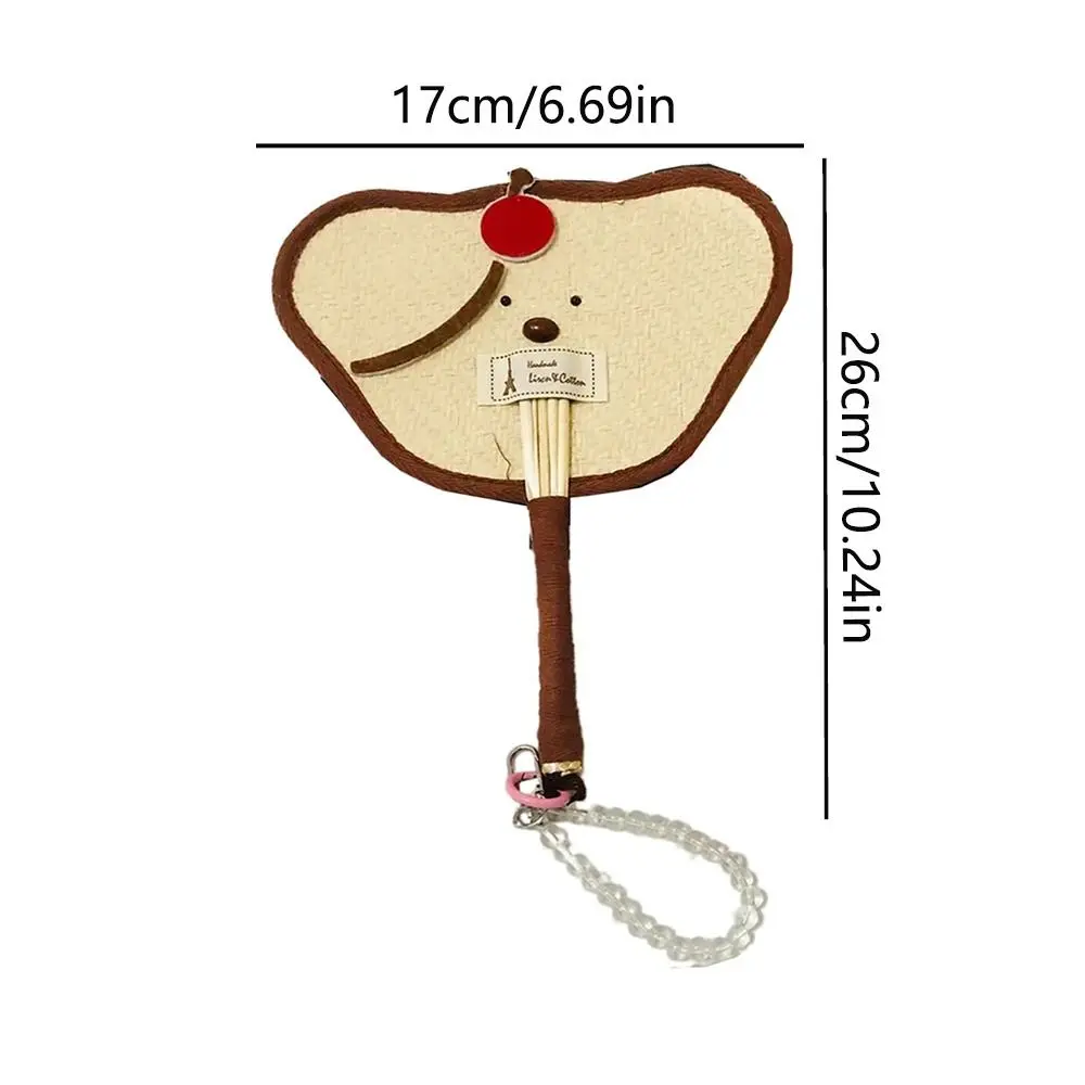 Cartoon Bear Handheld Fan Handmade Decorative Straw Woven Fans Cat/Bear/Pig Shape Multi-purpose Hand Cranked Fan Girl
