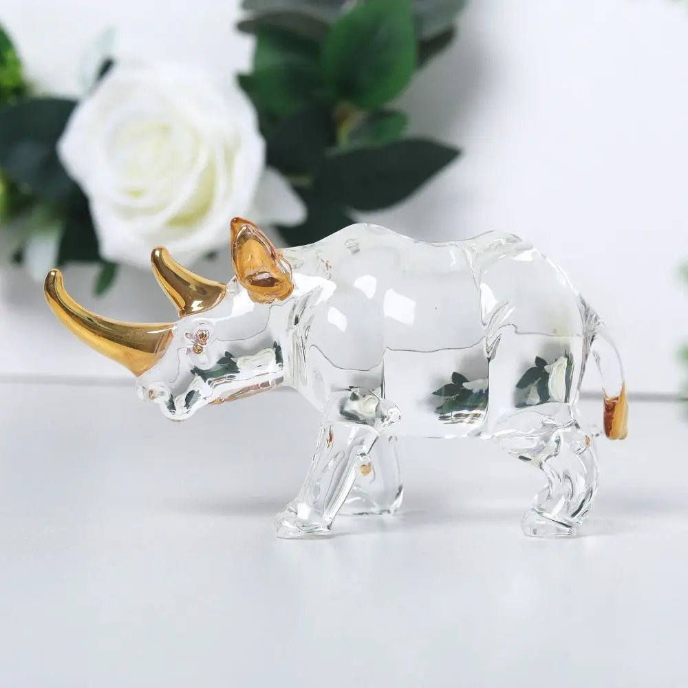 Gilding Process Crystal Elephant Figurines Frog Crystal Lion Elephant Statue Rhinoceros Animal Sculpture
