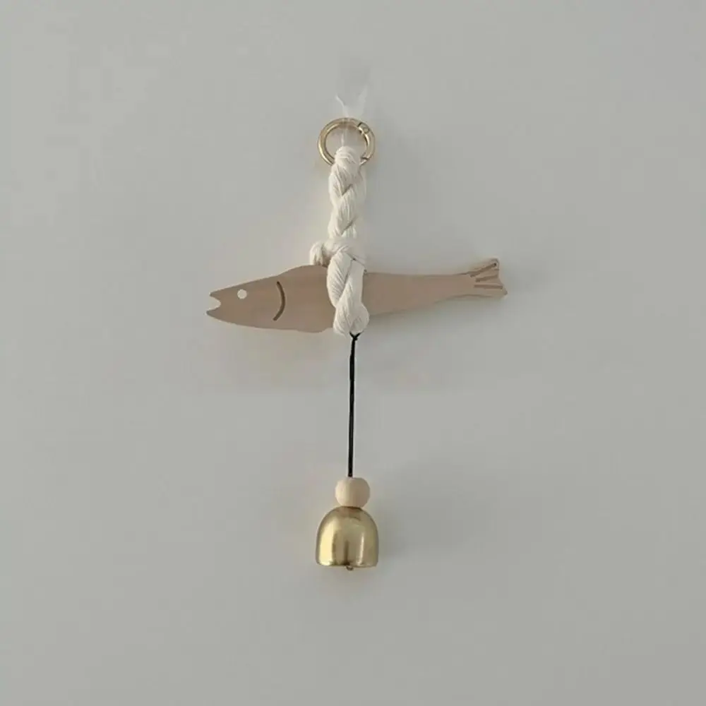 Creative Wooden Fish Car Ornament with Bell Ultra-thin Pollack Door Pendant Hangable Fish Wall Art Bedroom