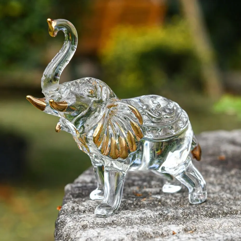 Gilding Process Crystal Elephant Figurines Frog Crystal Lion Elephant Statue Rhinoceros Animal Sculpture