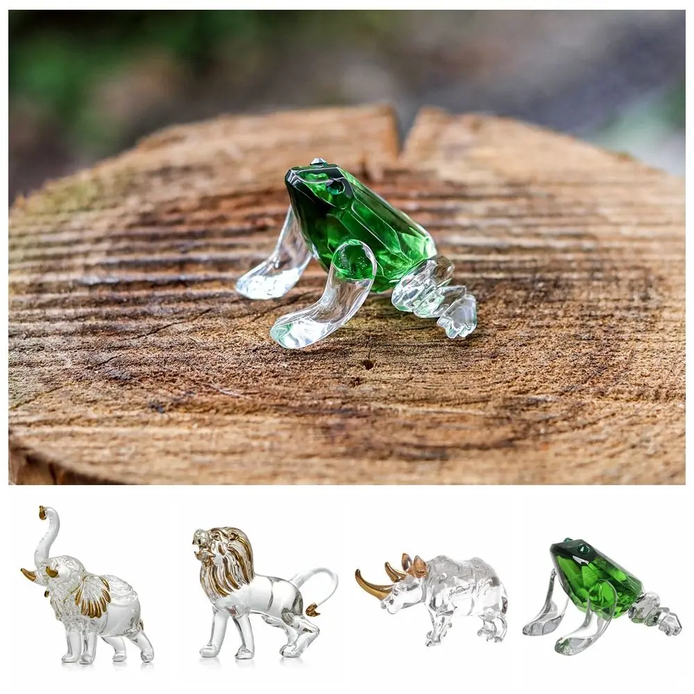 Gilding Process Crystal Elephant Figurines Frog Crystal Lion Elephant Statue Rhinoceros Animal Sculpture