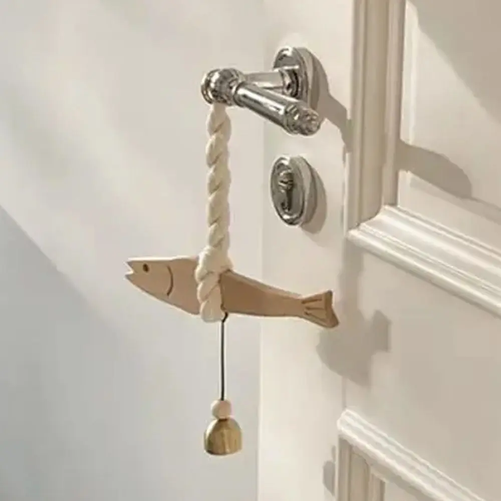 Creative Wooden Fish Car Ornament with Bell Ultra-thin Pollack Door Pendant Hangable Fish Wall Art Bedroom