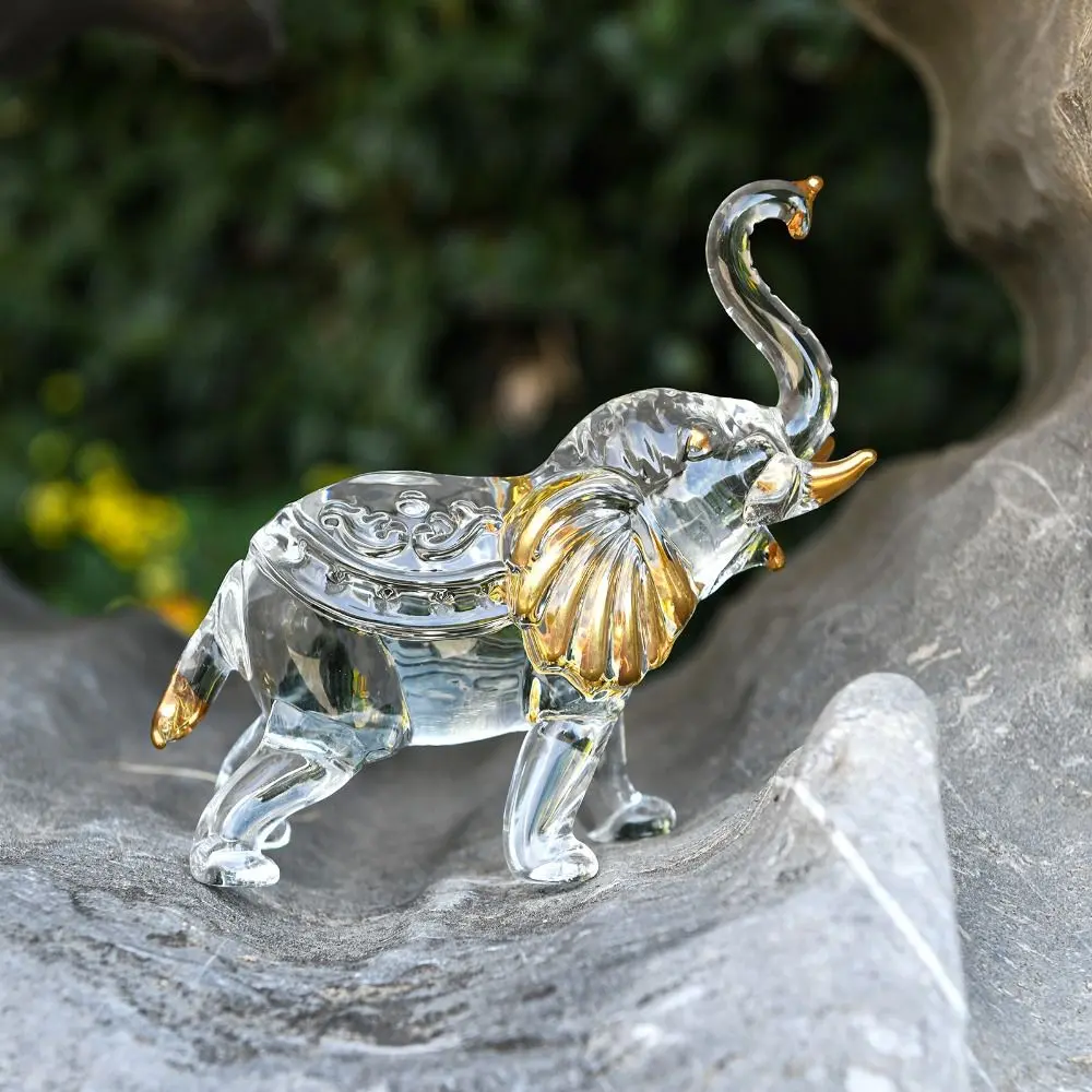 Gilding Process Crystal Elephant Figurines Frog Crystal Lion Elephant Statue Rhinoceros Animal Sculpture