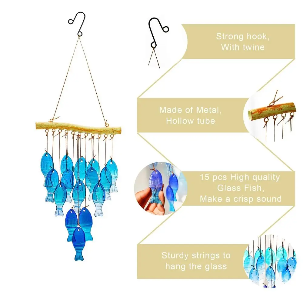 Crafts Hanging Fish Shaped Wind Chime Novelty Creative Sun Catcher Handmade Colorful Light Collection Pendant Landscape