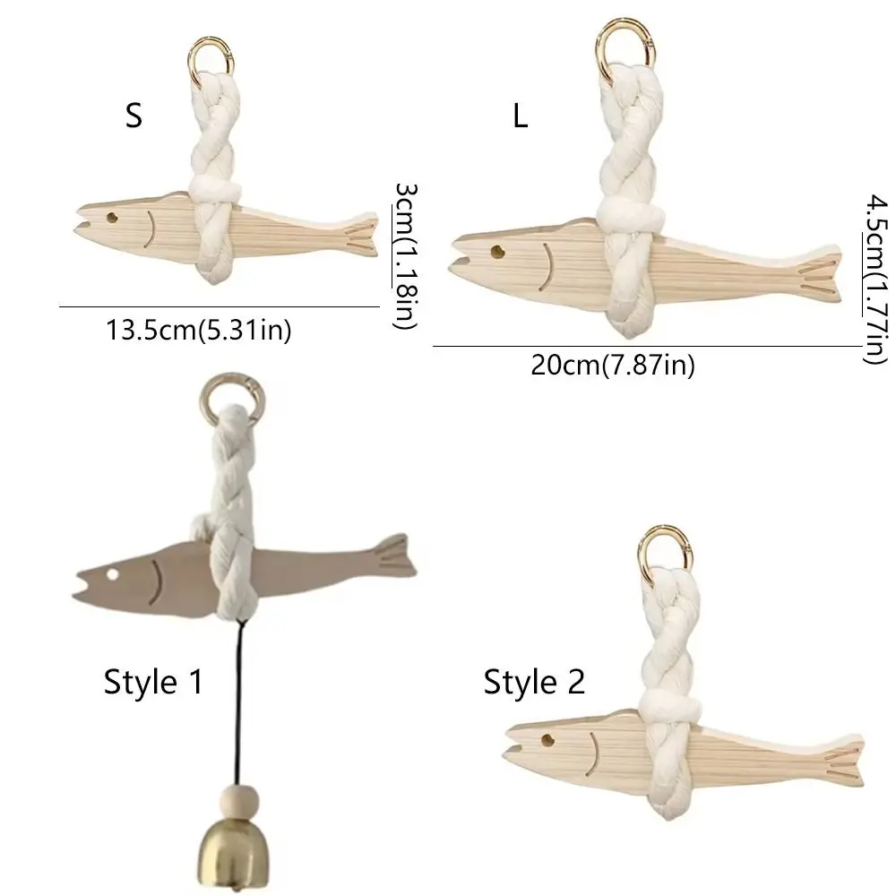 Creative Wooden Fish Car Ornament with Bell Ultra-thin Pollack Door Pendant Hangable Fish Wall Art Bedroom