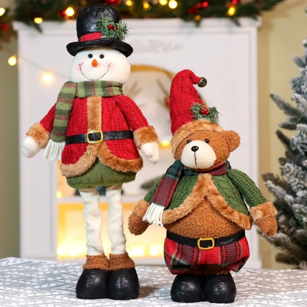 Snowman Stretchable Leg Christmas Doll Bear Kawaii Knitted Christmas Doll Cartoon Romance Santa Claus Stretch Doll Children