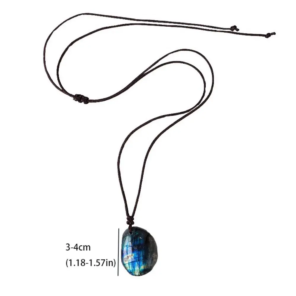 Raw Stone Polishing Natural Labradorite Pendant With Rope Exquisite Crystal Labradorite Pendent Ethnic Style
