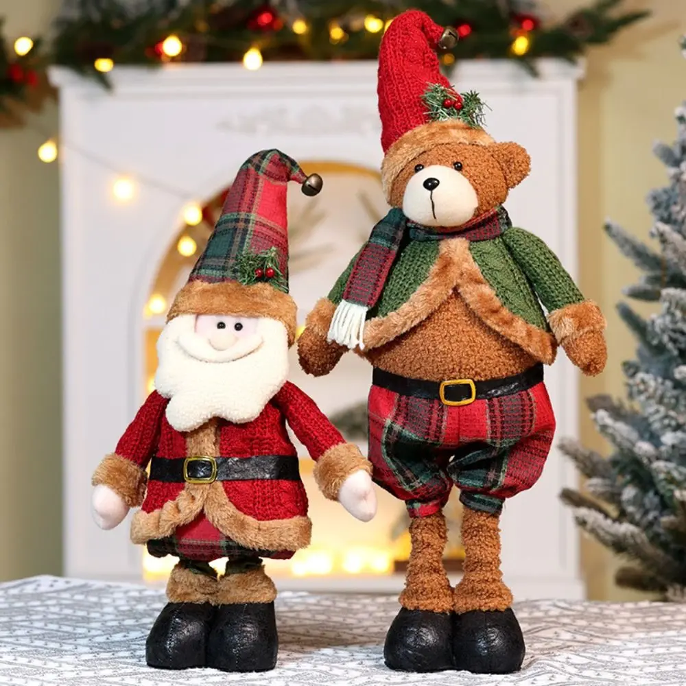 Snowman Stretchable Leg Christmas Doll Bear Kawaii Knitted Christmas Doll Cartoon Romance Santa Claus Stretch Doll Children