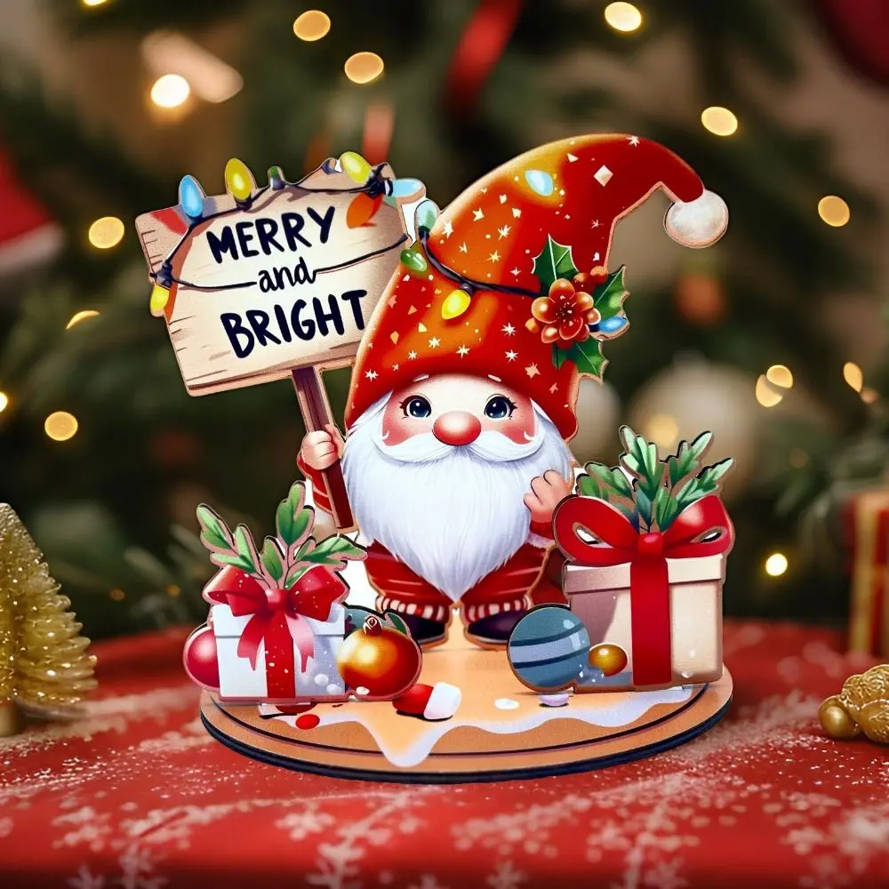 Cartoon Santa Claus Wooden Ornament Snowman/Deer Colorful Dwarf Desktop Decoration DIY Christmas Tree Xmas Decorative Sign