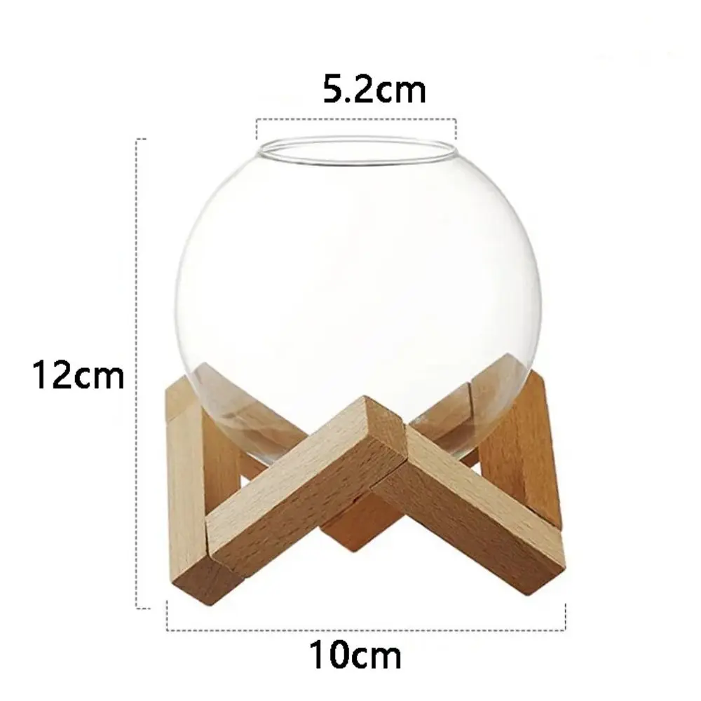 Moon Ronud Ball Shaped Spherical Cocktail Glass Cup with Wood Stand with Straw Drink Cup Transparent Coffee Cups Beverage