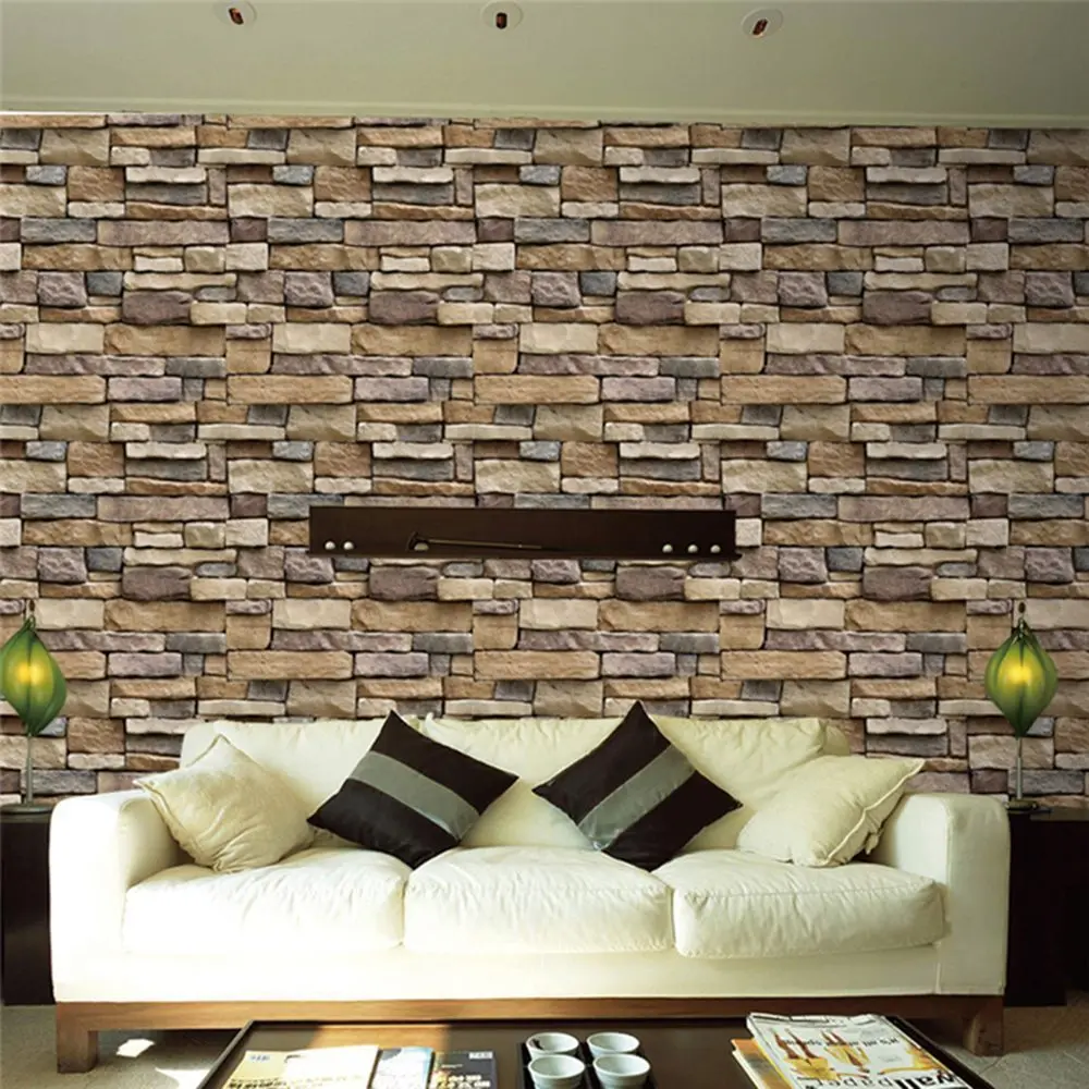 PVC Waterproof Vinilos Effect Self-adhesive Bedroom Paper Brick Stone 3D Wall Stickers Home Decor 45*100cm