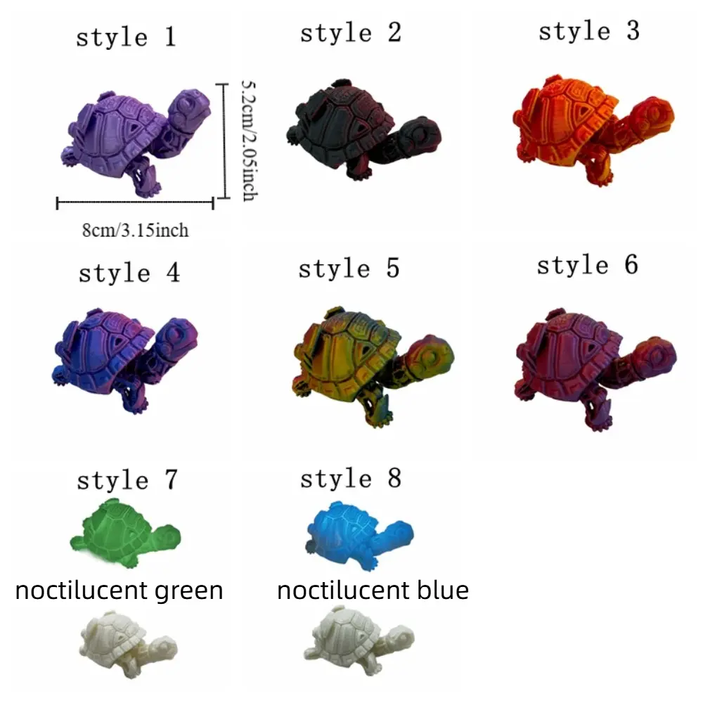 Multi-joint 3D Printed Turtles Movable Plastic Stress Relieving Toys Cartoon Exquisite Simulated Animal Model Entertainment Gift