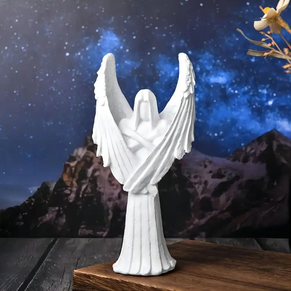 Durable Abstract Art Dark Angel Sculpture Hand Carved Handmade Halloween Angels Statue Cartoon Ornament Garden