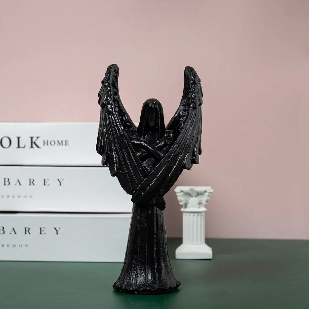 Durable Abstract Art Dark Angel Sculpture Hand Carved Handmade Halloween Angels Statue Cartoon Ornament Garden