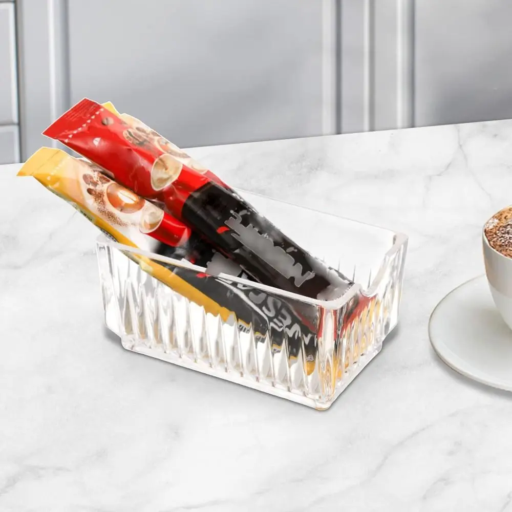 Business Card Holder Acrylic Sugar Packet Holder Clear Rectangle Tea Bags Holder Anti-fall Sweetener Storage Box Hotal