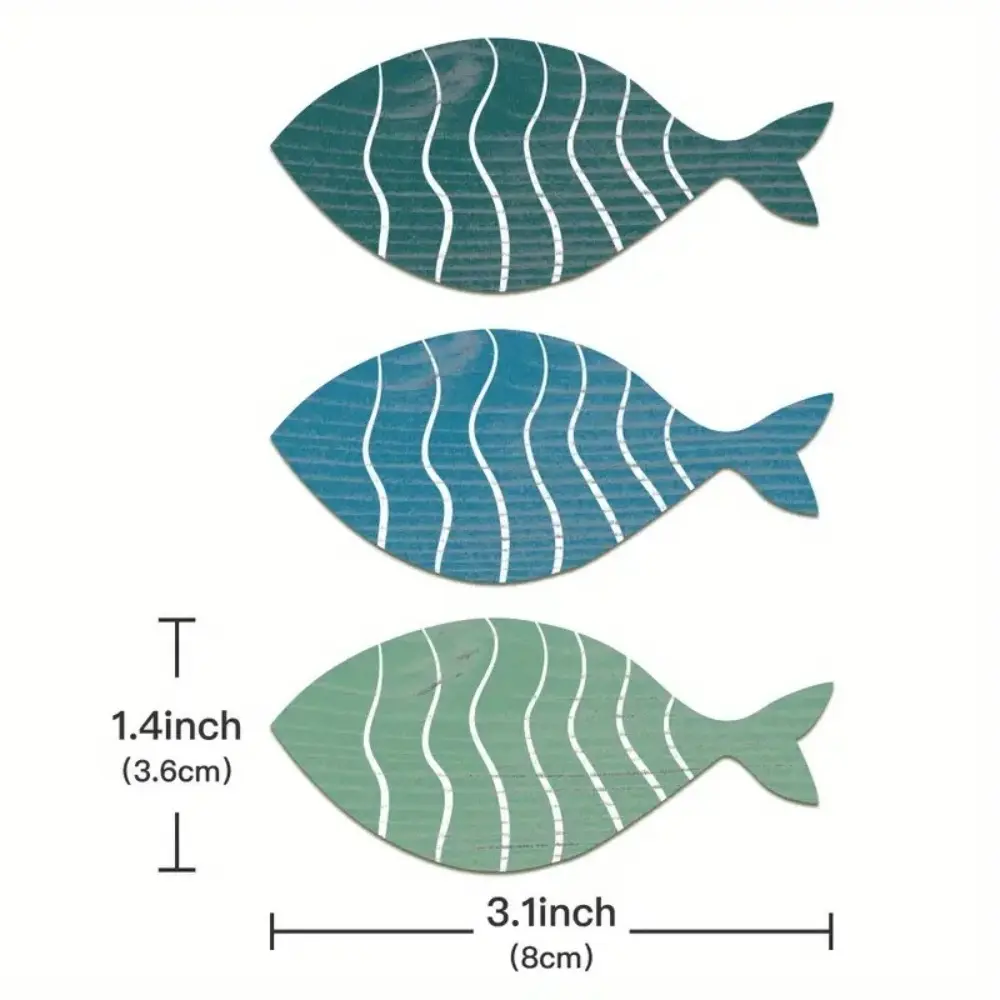 20pcs Wooden Ocean Fish Wall Hanging Ornament Hand Carved Wall Art Coastal Beach Fish Pendant Funny Ocean Animal Signs