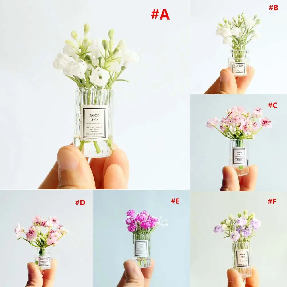 Flower Vase Dollhouse MIniature Doll House Decoration 1:12 Dollhouse Miniature Simulation Potted Plants Dollhouse Accessories