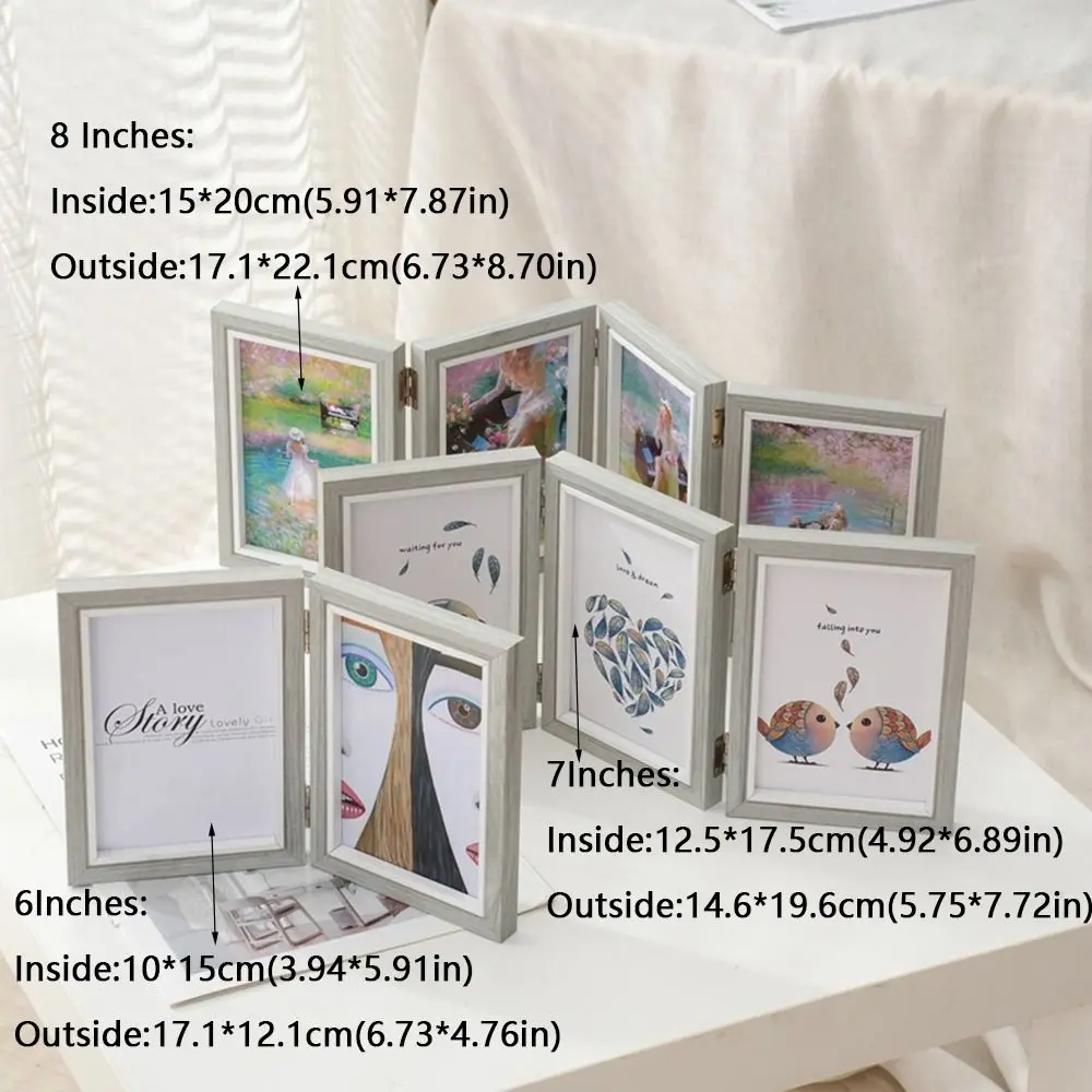 Creative Foldable Hinge Photo Frame Double/Triple Wooden Portrait Picture Frame 2/3/4/5 Linked Rectangular
