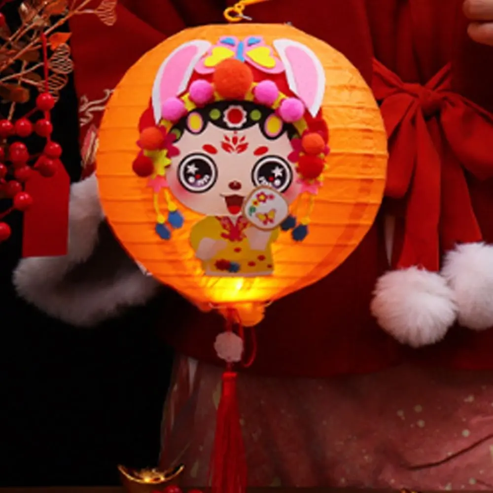 Cute Chinese Rabbit Lantern Portable Blessing Handheld Paper Lantern Traditional Handmade Antique Lantern Festival Gift