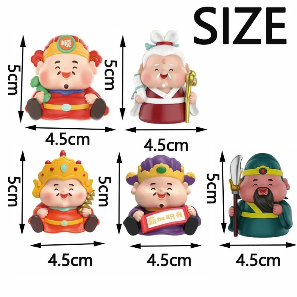 Creative Mini Cai Shen Sculpture Crafts Chinese Style Cartoon God of Wealth Decoration Resin Crafts Random Style Lucky Ornaments