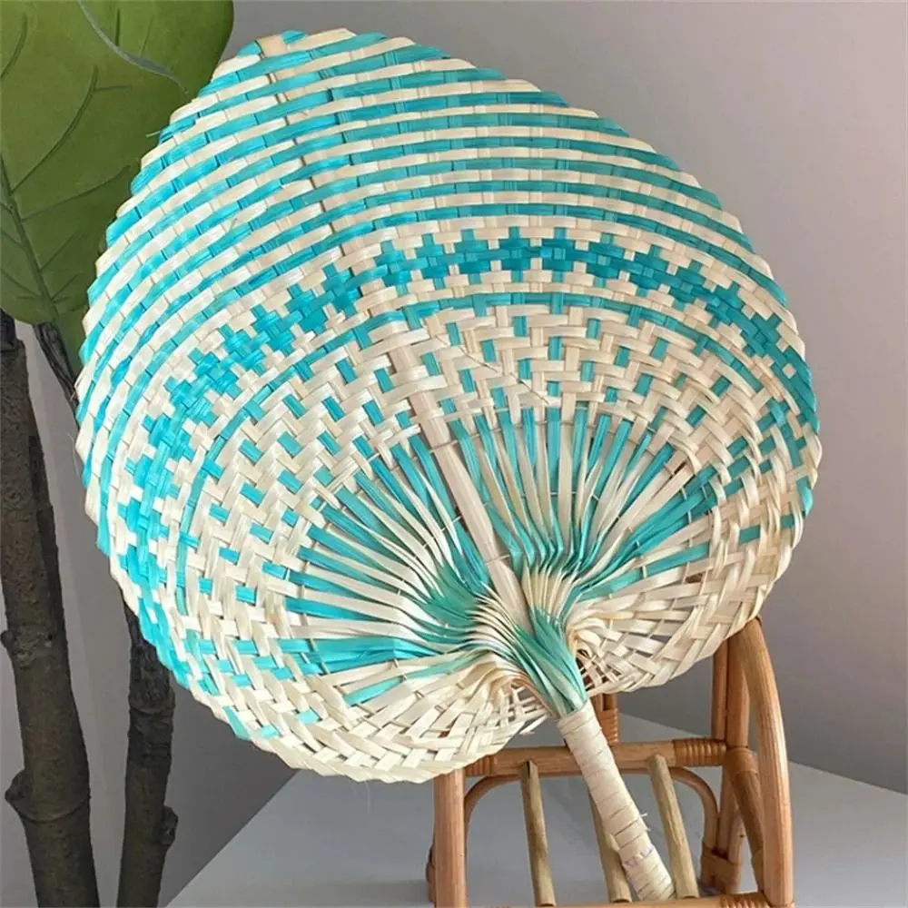 Art Craft Handmade Rattan Fan Natural Bamboo Straw Woven Fans Ethnic Style Chinese Style Hand Fan Summer Cooling