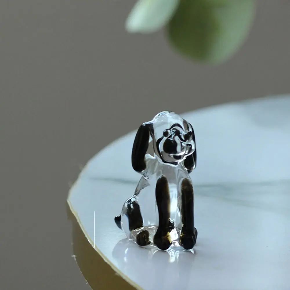 Creative DIY Crystal Dog Figurines Handmade Mini Puppy Ornament Cartoon Animal Statue Accessory Gift