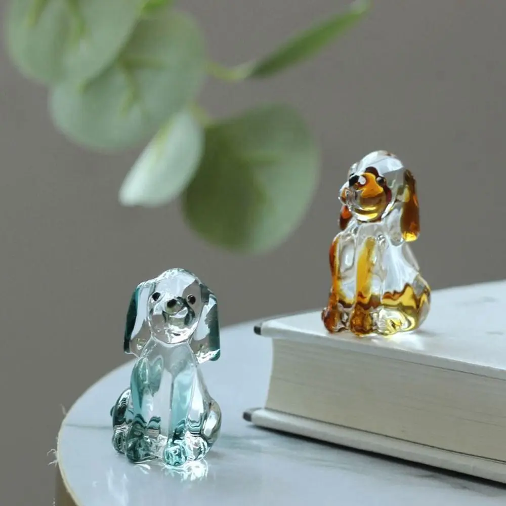 Creative DIY Crystal Dog Figurines Handmade Mini Puppy Ornament Cartoon Animal Statue Accessory Gift
