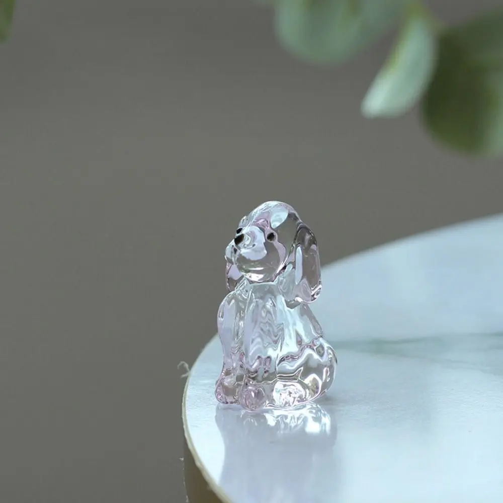 Creative DIY Crystal Dog Figurines Handmade Mini Puppy Ornament Cartoon Animal Statue Accessory Gift