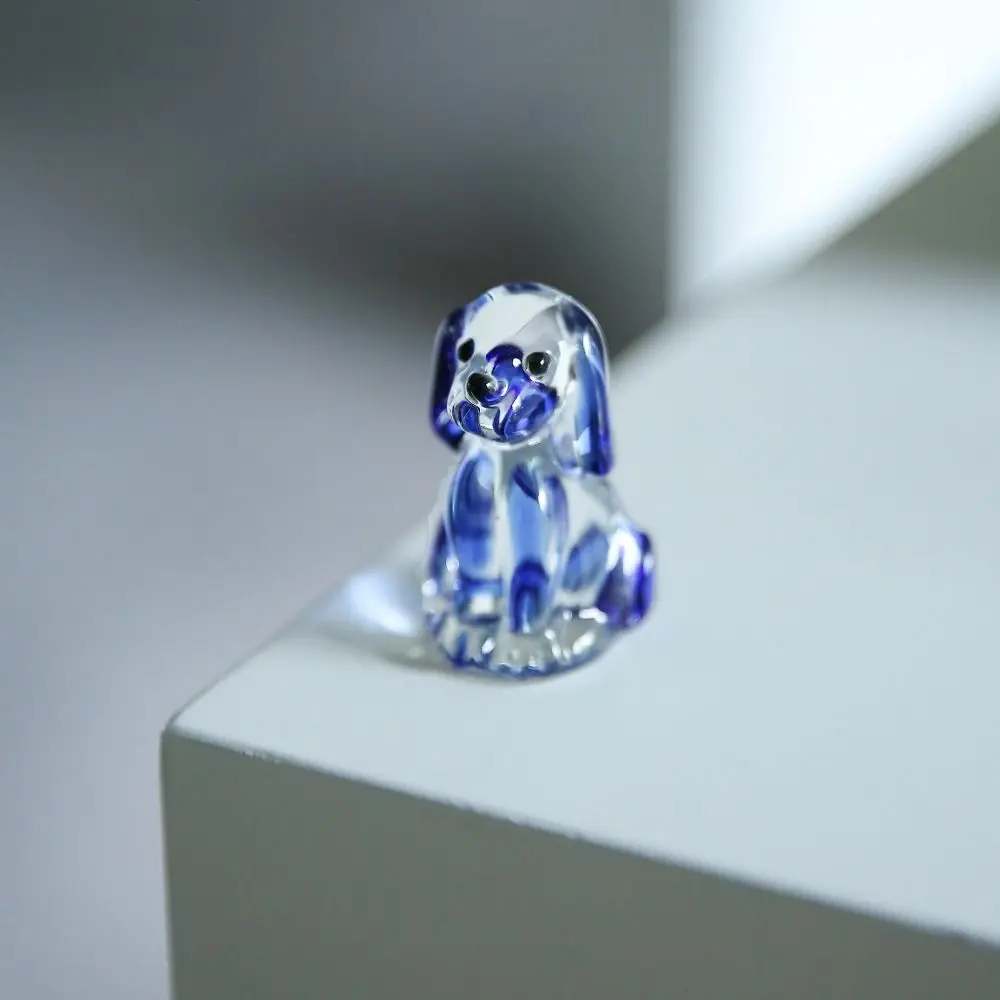 Creative DIY Crystal Dog Figurines Handmade Mini Puppy Ornament Cartoon Animal Statue Accessory Gift