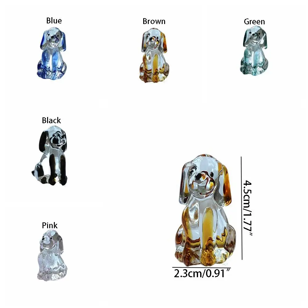 Creative DIY Crystal Dog Figurines Handmade Mini Puppy Ornament Cartoon Animal Statue Accessory Gift