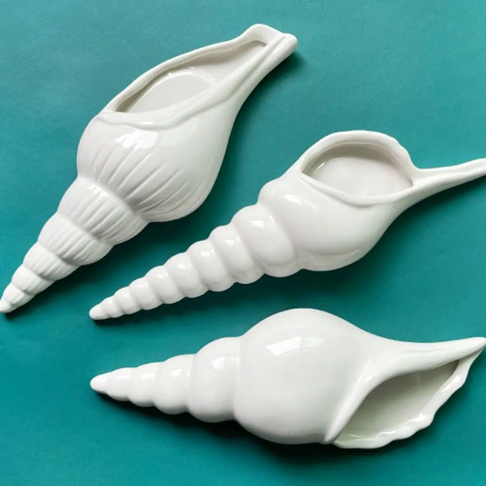 Nordic Ceramic Shell Conch Vase DIY Handmade Mini Dried Flowers Container Art Artistic Ceramic Vase Fish Tank