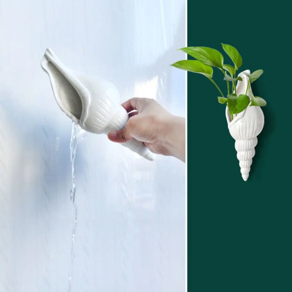 Nordic Ceramic Shell Conch Vase DIY Handmade Mini Dried Flowers Container Art Artistic Ceramic Vase Fish Tank