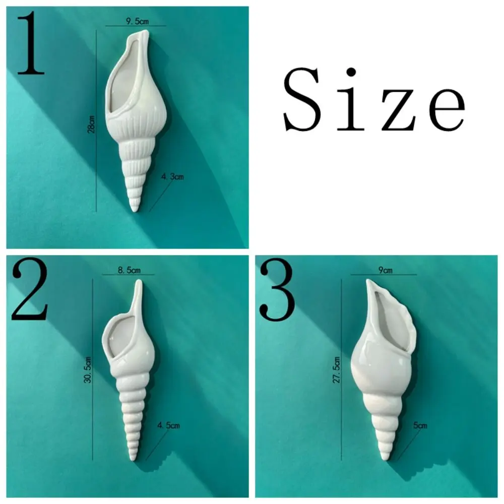 Nordic Ceramic Shell Conch Vase DIY Handmade Mini Dried Flowers Container Art Artistic Ceramic Vase Fish Tank