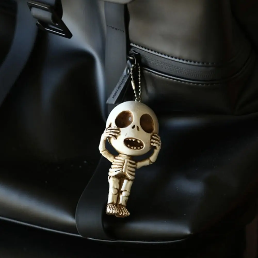 Cute Little Skull Decorative Ornament Unique Portable Resin Sculpture Hangable Little Ghost Ornament Living Room