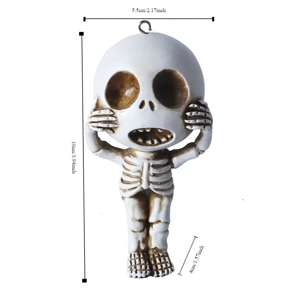 Cute Little Skull Decorative Ornament Unique Portable Resin Sculpture Hangable Little Ghost Ornament Living Room