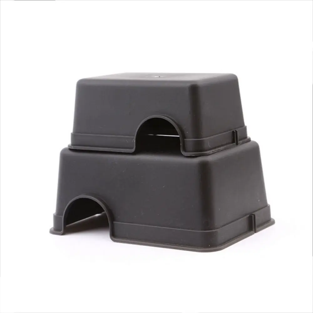 Reptile Terrarium Black Reptile Hide Box Rectangle Plastic Snake Shelter House S/M/L Reptile Caves Gecko