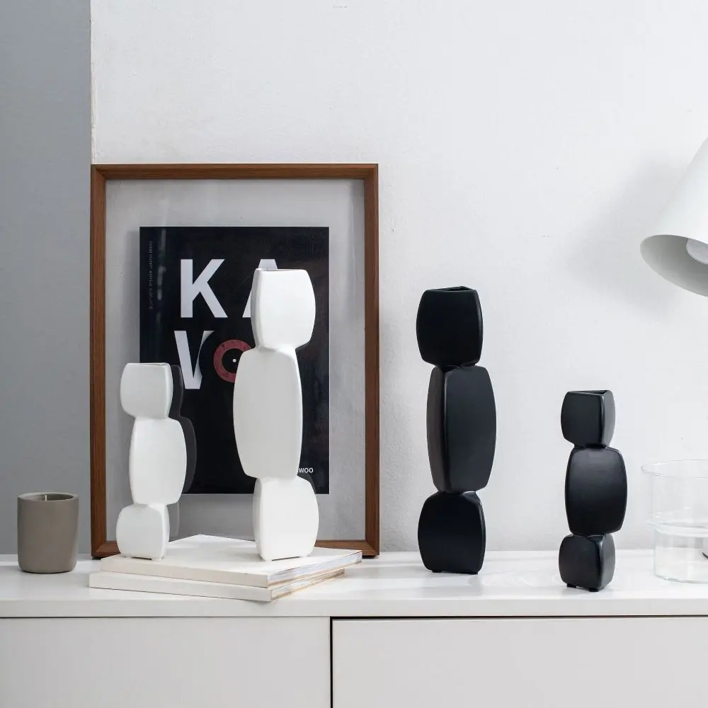 Creative Irregular Geometric Abstract Lotus Vase Fashion Unique Lotus Flower Pot Ins Ceramic Vase Figurines Living Room