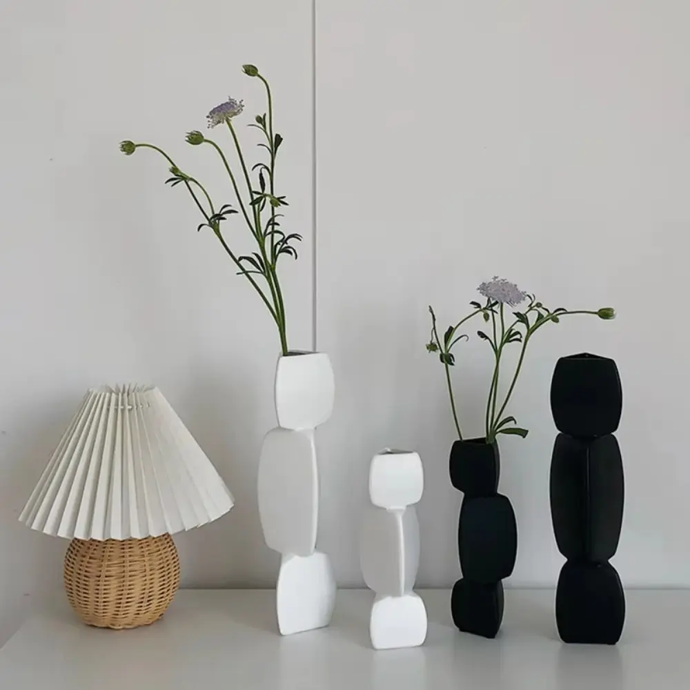 Creative Irregular Geometric Abstract Lotus Vase Fashion Unique Lotus Flower Pot Ins Ceramic Vase Figurines Living Room