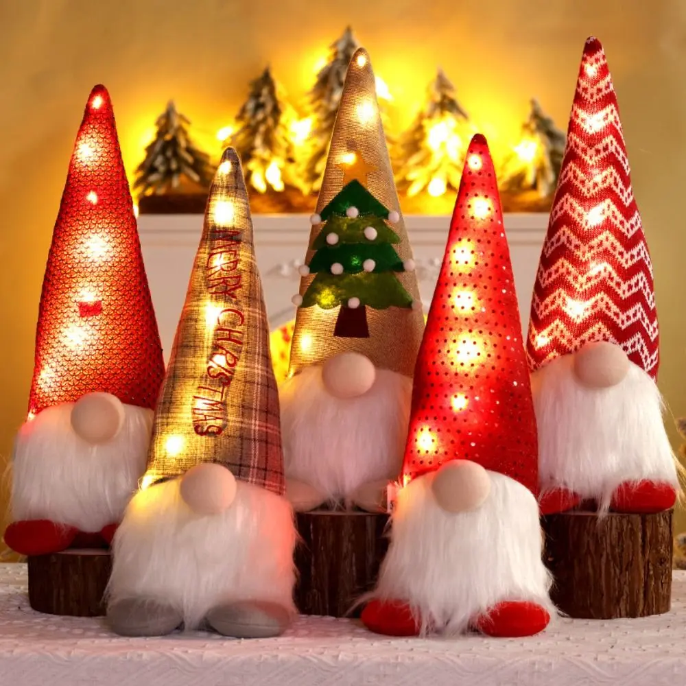 Kawaii Christmas Glowing Gnome Doll Mini Exquisite Knitted Christmas Doll Cartoon Romance Handmade Christmas Gnome Living Room