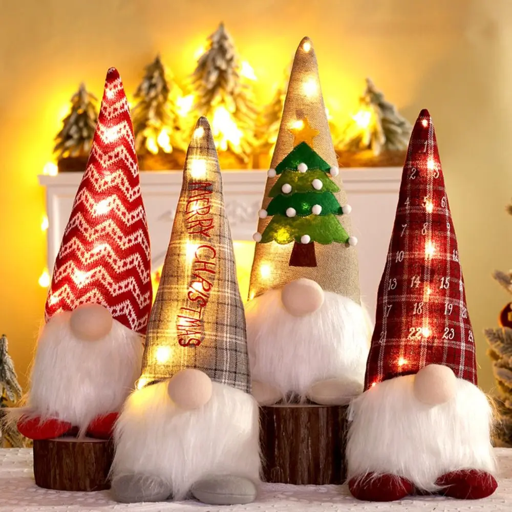 Kawaii Christmas Glowing Gnome Doll Mini Exquisite Knitted Christmas Doll Cartoon Romance Handmade Christmas Gnome Living Room