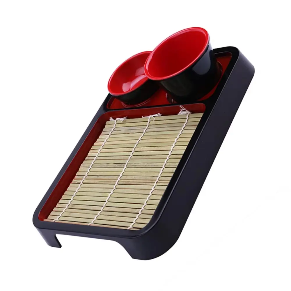 Japanese Style Cold Noodle Dish Multipurpose with Bamboo Mat Sushi Food Tray Fashionable Plastic Food Platter