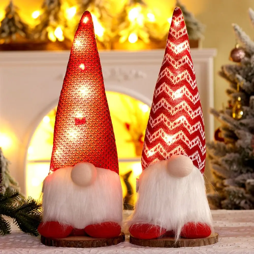 Kawaii Christmas Glowing Gnome Doll Mini Exquisite Knitted Christmas Doll Cartoon Romance Handmade Christmas Gnome Living Room