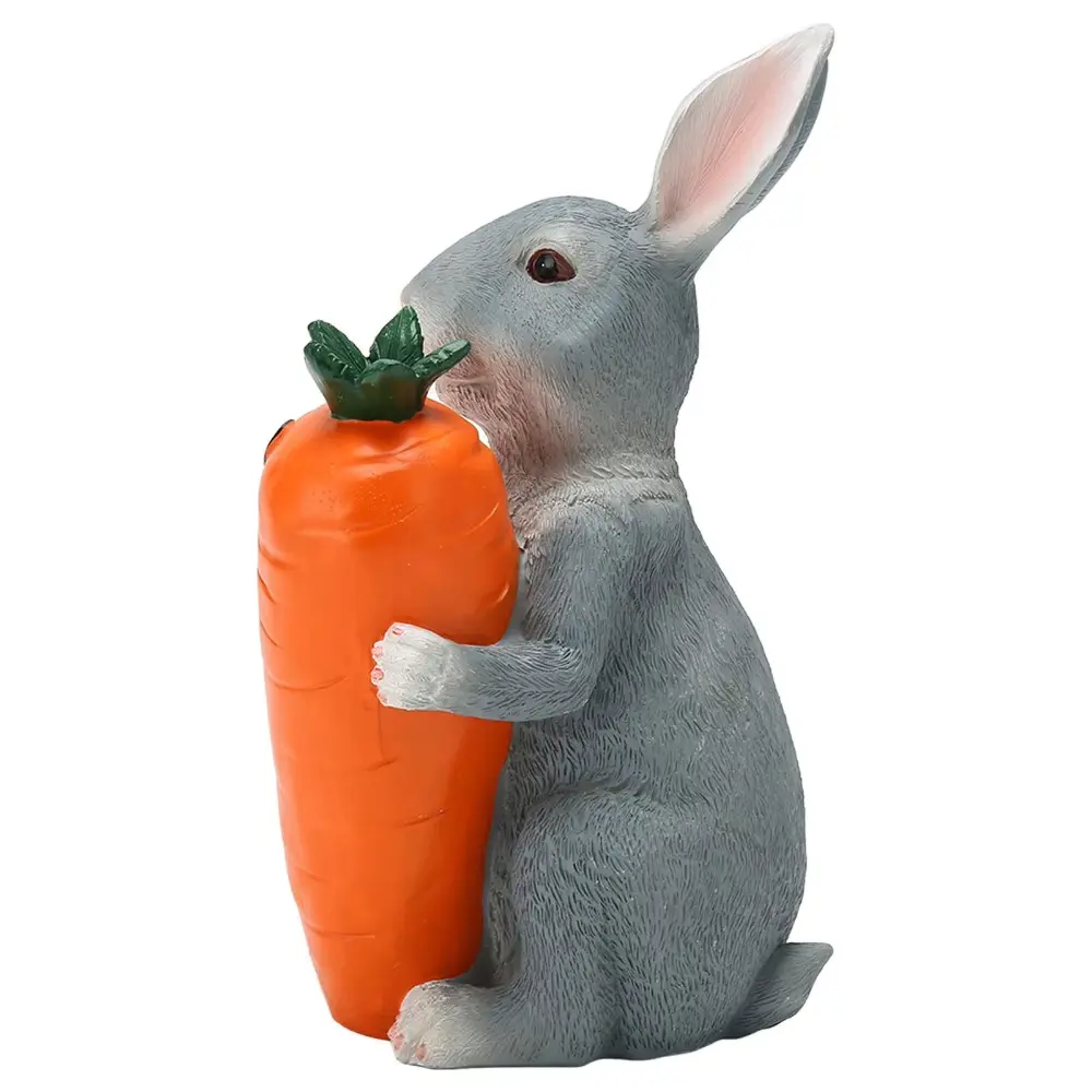 Simulation Easter Rabbit Statue Hand Painted Fade Resistant Resin Bunny Ornament Waterproof Garden Animals Sculpture Office