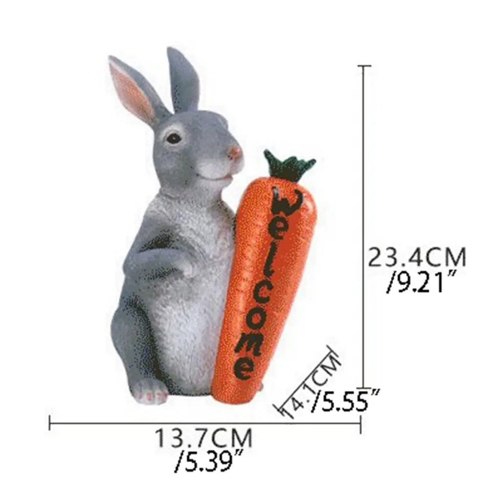 Simulation Easter Rabbit Statue Hand Painted Fade Resistant Resin Bunny Ornament Waterproof Garden Animals Sculpture Office