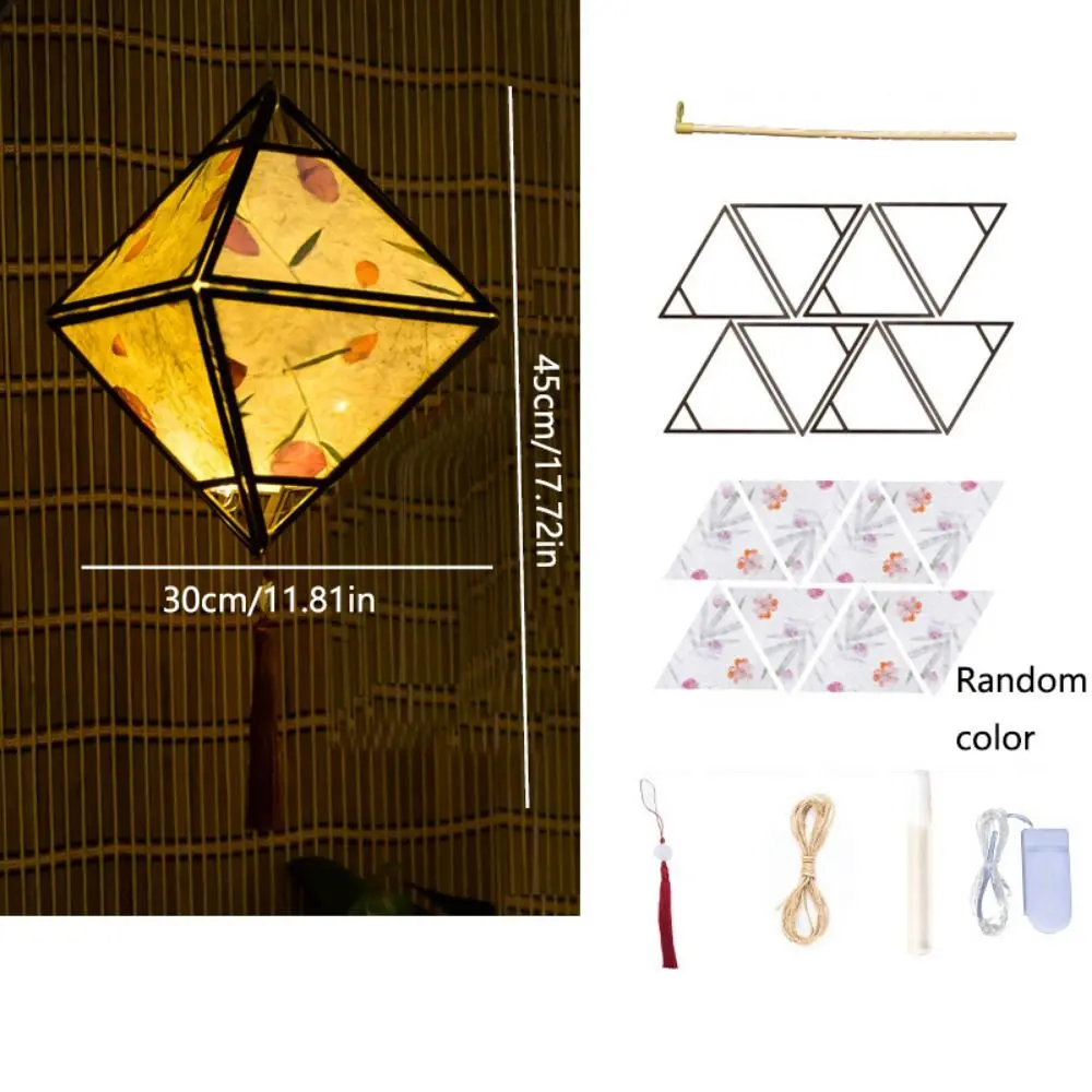 Retro Wooden Mid-Autumn Festival Lantern Creative Chinese Style Handmade Hanging Lamp Glowing Drawing Art Lantern Festival