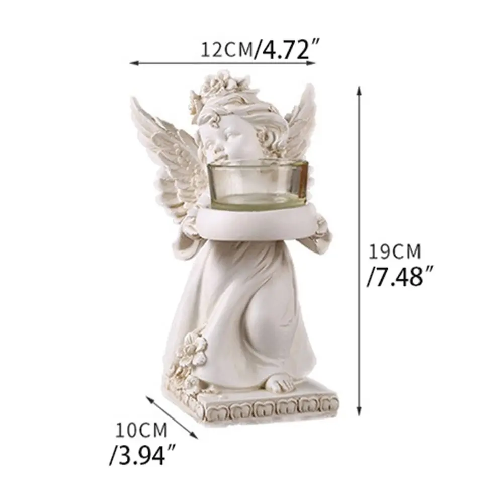 Elegant Resin Angel Candle Holder Nordic Decorative Resin Angel Ornament Retro Angel Display Holder Table